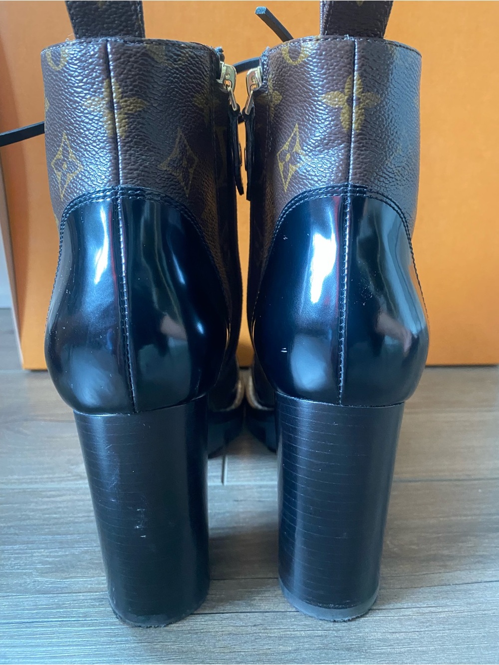 Louis Vuitton Laureate Combat Boots Monogram Canvas Black Leather Size 38.5 Auth - Picture 11 of 16